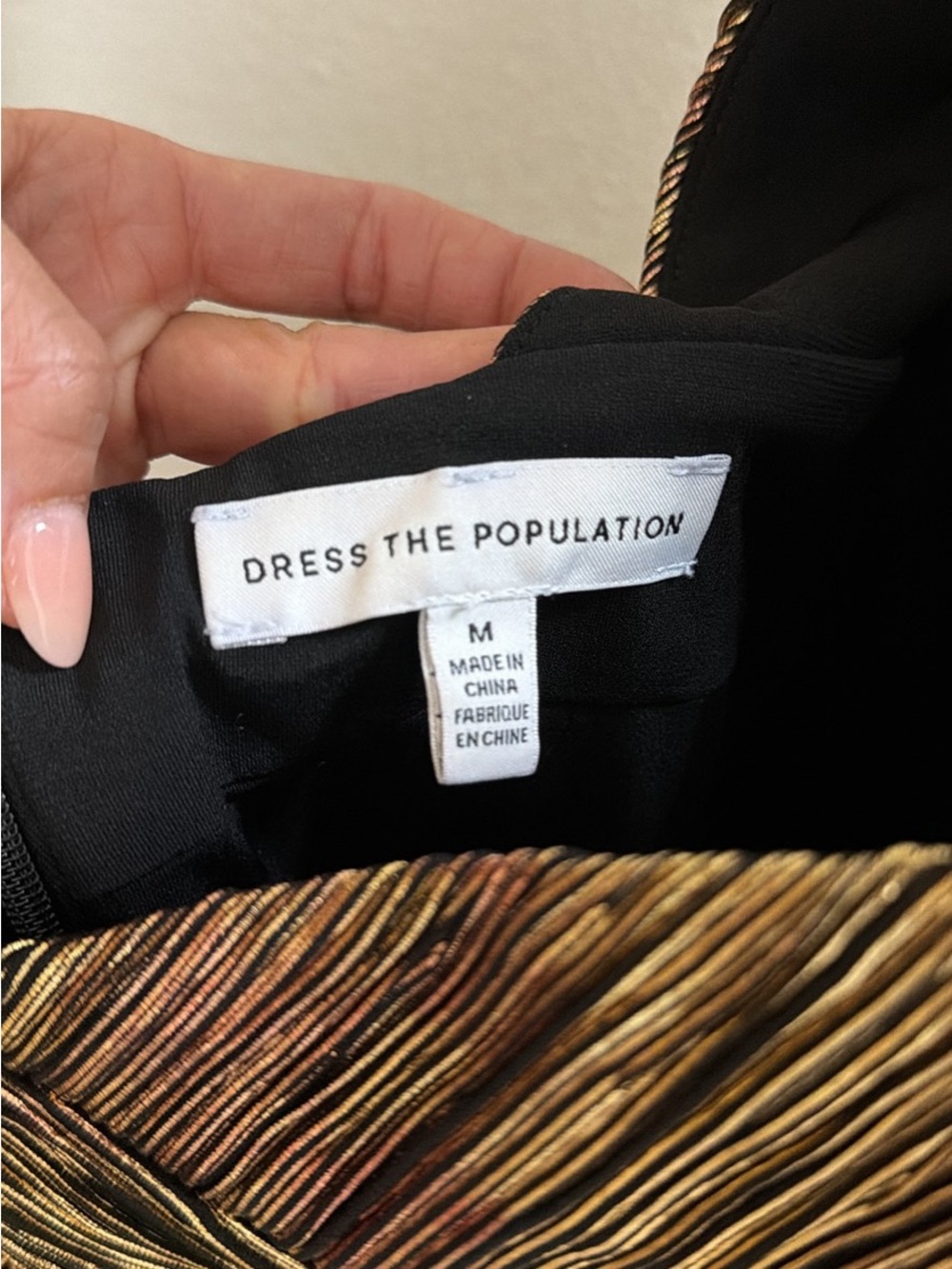 Dress The Population Pleated Halter Maxi Dress in Gold and Brown - Picture 3 of 3